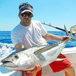 Yellowfin Tuna caught aboard the For Amigos out of Grand Cay, Bahamas with Jason Mack on a Baitmasters Rigged Flying Fish.