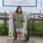Allison Patrick 9 years old with her 1st dolphin out of Fripp Island SC