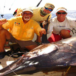 Brian Komer and his 1st. place blue marlin at the 2008 Billfish Blast