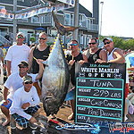 The crew of the Pipe Dreamer and their 2011 White Marlin Open 1st place Tuna.